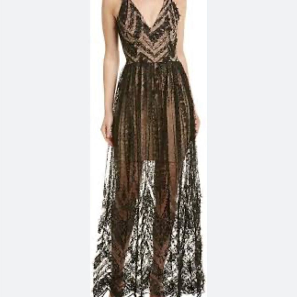 Dress the Population lace embellished maxi dress L - Picture 4 of 14
